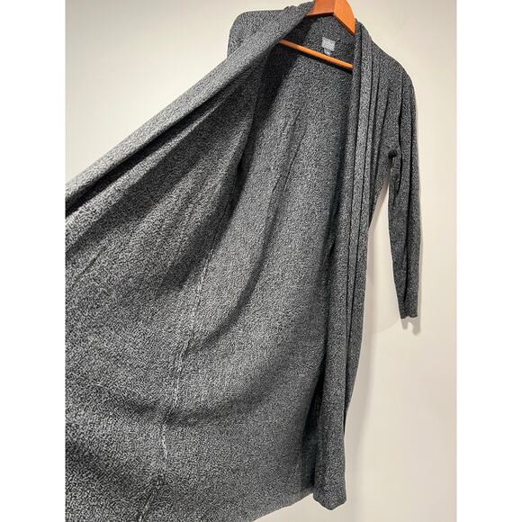 Soho Long Open Duster Cardigan Black and Gray Speckled Size Small JL - Picture 3 of 10